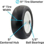 Marathon 11x4.00-5" Flat Free Lawnmower Tire on Wheel - Image 2